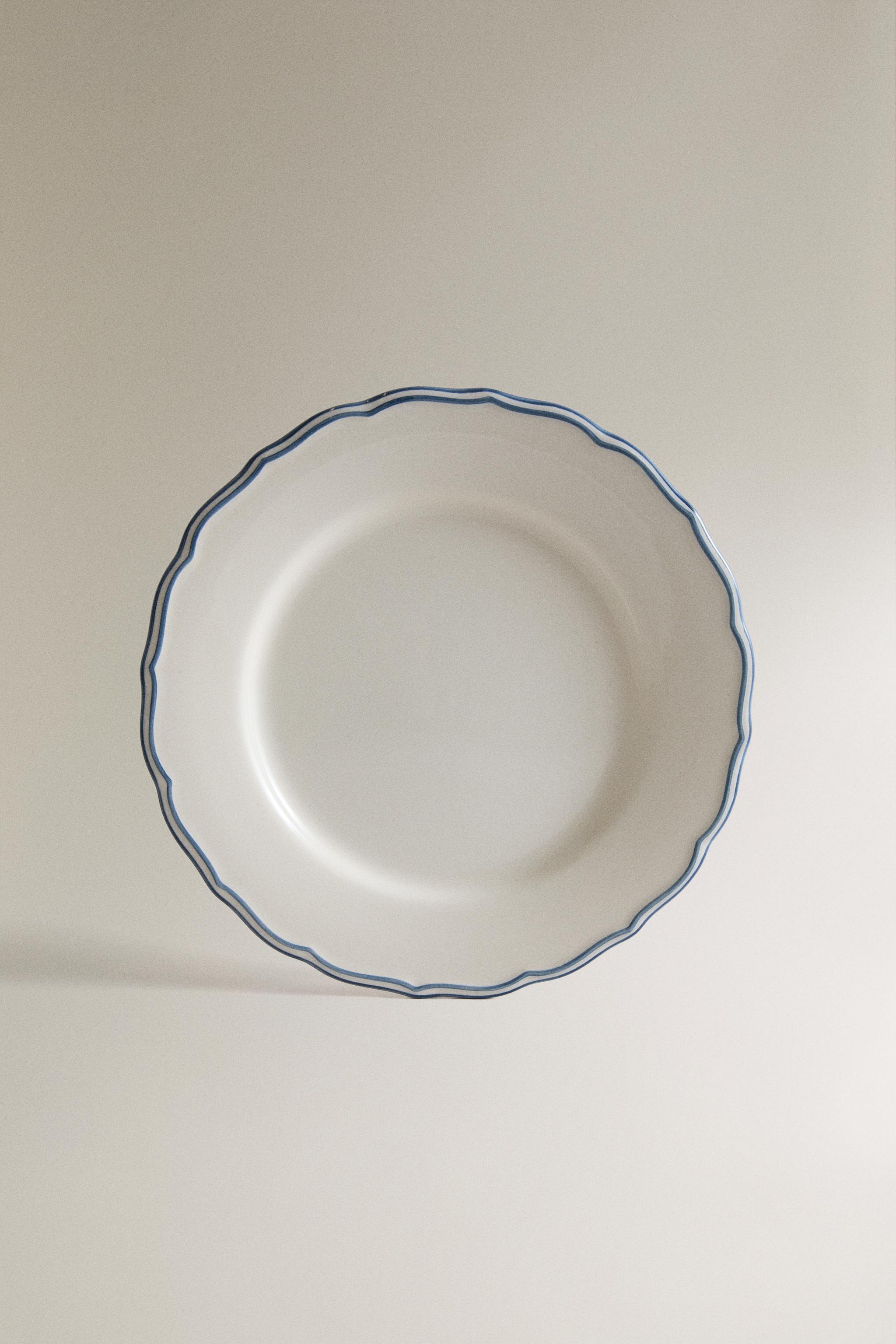 ASSIETTE PLATE FAÏENCE ONDULÉE FILET